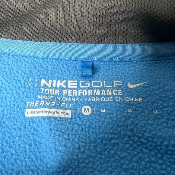 Nike Golf 1/4 Zip Pullover Fleece Mock Neck Therma Fit Blue Men's Size Medium - Picture 6 of 11